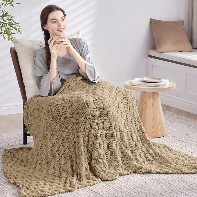 Knitted Weighted Blanket for Adult, No Beads Heavy Blanket 60” x 80'' 10lbs - Image 7