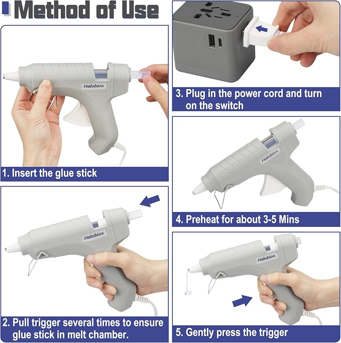Halobios Hot Glue Gun, Fast Preheating Hot Melt Glue Gun - Image 8
