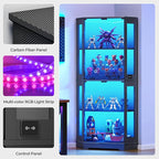 IRONCK 71" Carbon Fiber Corner Glass Display Cabinet, RGB LED Lights - Image 8