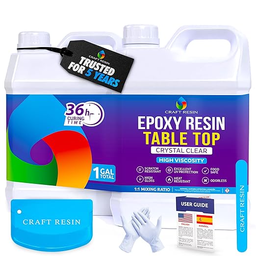 CRAFT RESIN Table Top Epoxy Resin Kit 1 Gallon – Ultra Clear, High-Gloss by CraftResin