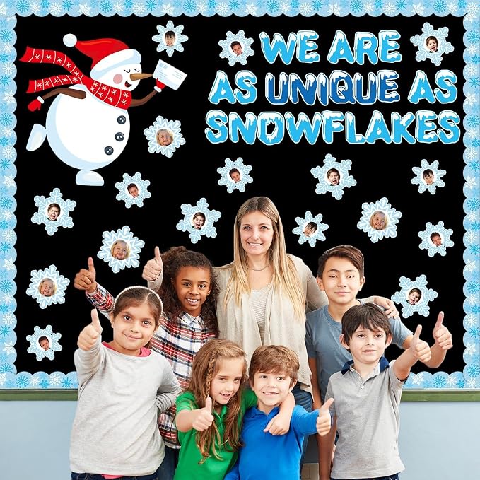 Winter Bulletin Board Decorations Snowflake Snowman Cutouts DIY Photo Craft We - Image 7