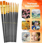 Paint Brushes Set, 16 Pack 160 Pcs Round-Pointed Tip Paintbrushes Nylon Hair - Image 2