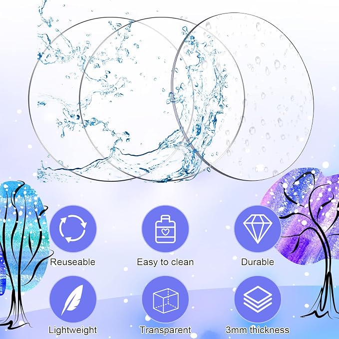 60 Pieces Transparent Acrylic Circle Discs Thick Round Acrylic Sheets Blanks - Image 3