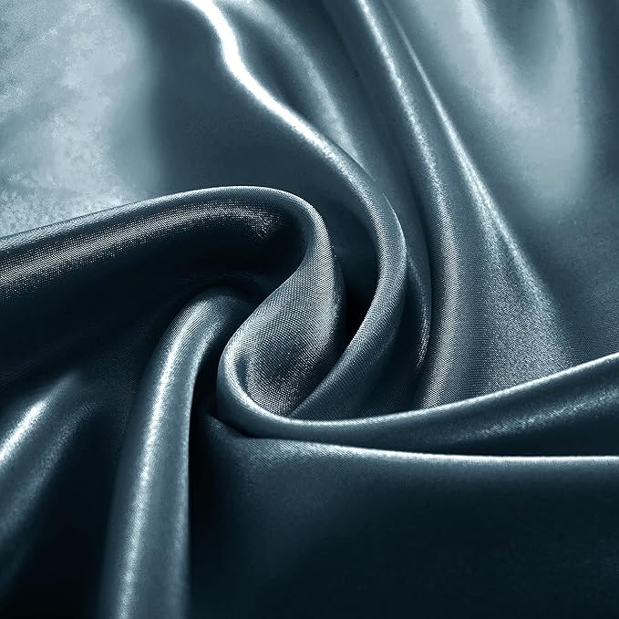 Homiest Deep Sea Blue Satin Fitted Sheet Queen Size, Deep Pocket, Luxury & - Image 4