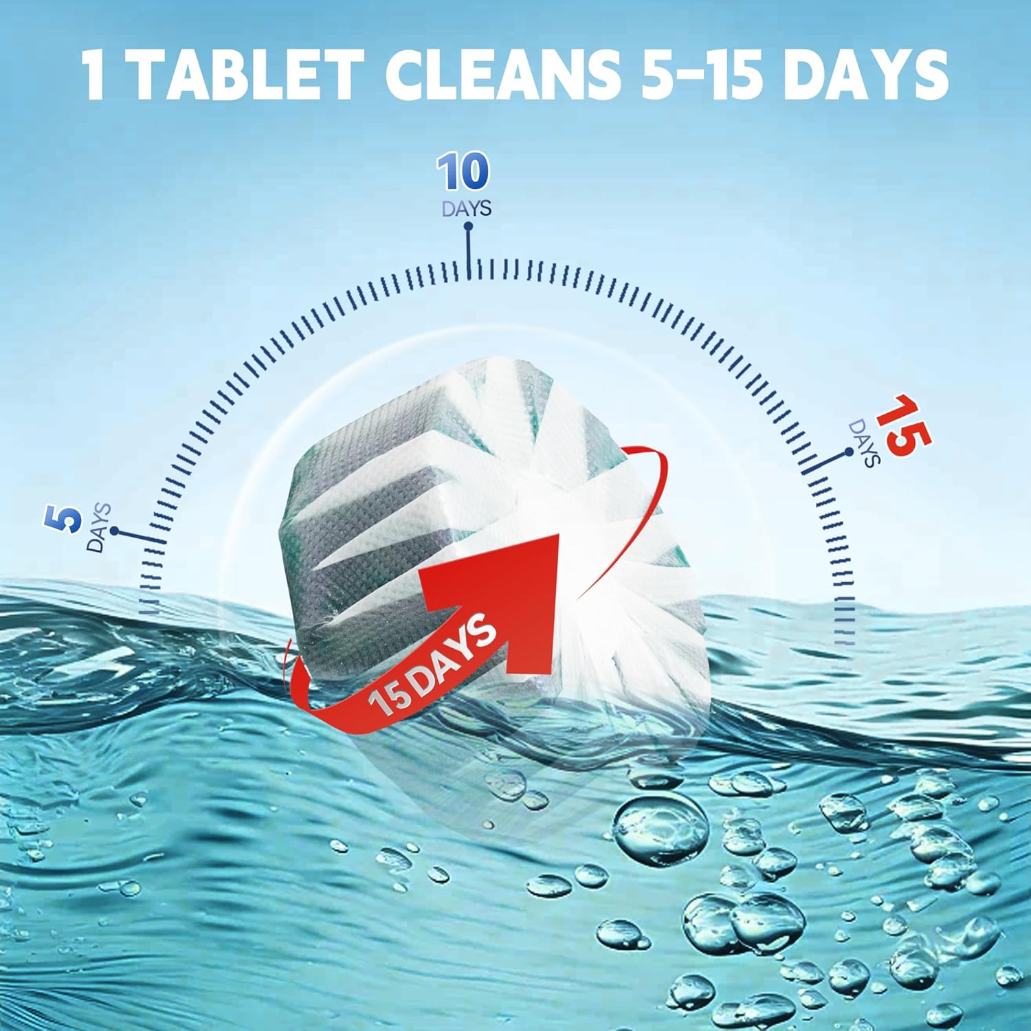 Toilet Bowl Cleaner Tablets, Automatic Toilet Bowl Cleaners, Long-Lasting Toilet Tabs Drop in Tank for Deodorizing & Descaling, Green, 6 Packs