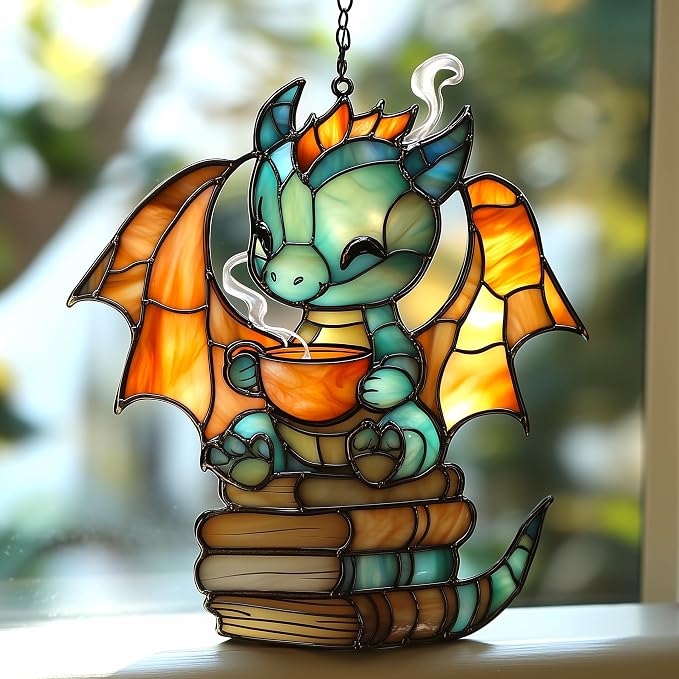 Baby Dragon Tea Book Acrylic Suncatcher by Unknown