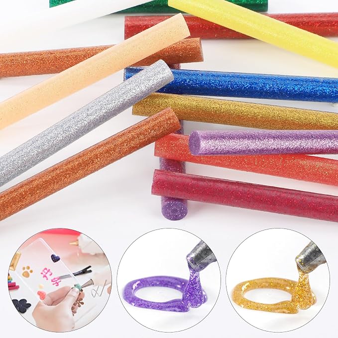 72 Pack Glitter Hot Glue Sticks, 0.43"x4" Glitter Colored Hot Glue Sticks - Image 2