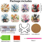 8 PCS Diamond Art Coasters Kits Dragon Book Diamond Painting Coaster | Diamond - Image 6