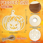 80PCS Wooden Halloween Decoration Pumpkins Ornaments to Paint Happy Halloween - Image 2