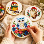Zhenqing 3-Piece Owl Cross Stitch Kit Stamped Embroidery Kit 11CT Printed Aida - Image 3