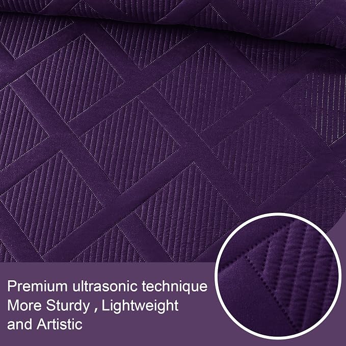 Exclusivo Mezcla Oversized King Quilt Set- Deep Purple Cal King Quilts Bedding - Image 4