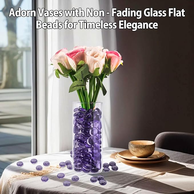 Purple Glass Marbles, 0.97 LB Transparent and Smooth Flat Glass Beads - Image 2