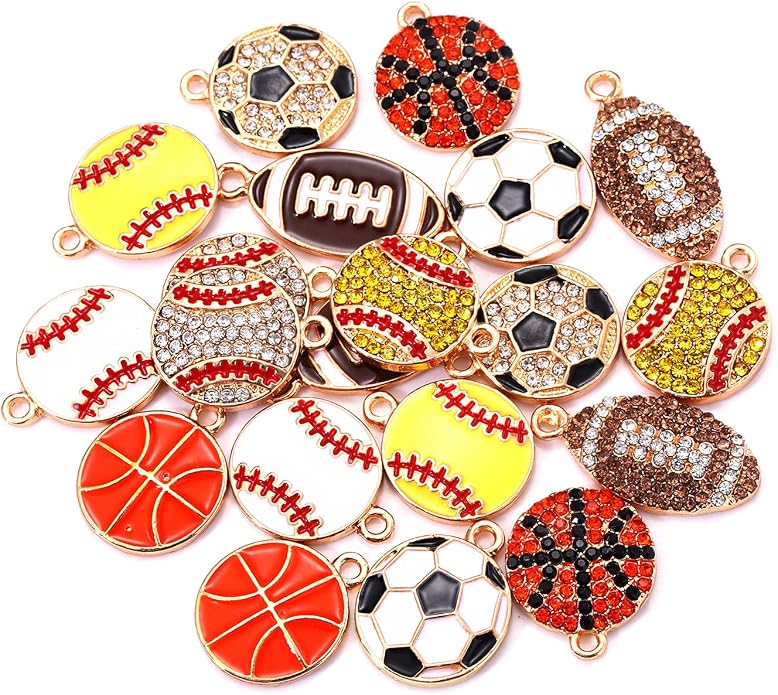 20PCS Sports Charms Enamel Basketball Baseball Pendant Charms - Image 3