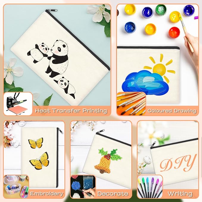 ZeeDix Canvas Zipper Pouch Bulk – 8.3 x 5 Inches Cotton Canvas Pouches - Image 4