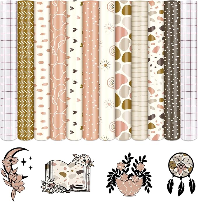 Tintnut Boho Geometry Permanent Vinyl 10 Sheets 12x10in Adhesive Vinyl | Line by Tintnut