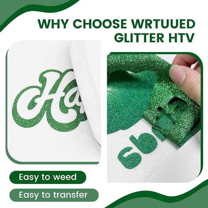 Green Glitter HTV Heat Transfer Vinyl - Image 3