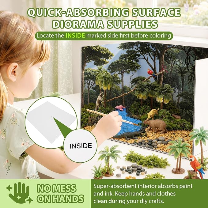 DZrudun 2Pcs Diorama Box for School Projects and 4 Habitat Background Cards | - Image 8