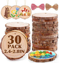 30 Pack Wood Slices for Crafts, 2.4-2.8In Unfinished Natural Wood Rounds by VKIZA