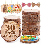30 Pack Wood Slices for Crafts, 2.4-2.8In Unfinished Natural Wood Rounds by VKIZA