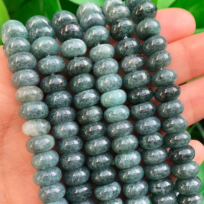Songxi 5x8mm Natural Blue Colored Jade Stone Rondelle Beads, Gemstone - Image 3