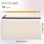 10 PCs Blank canvas Zipper Pouch, Makeup Bags Bulk Pencil Pouch - Image 2