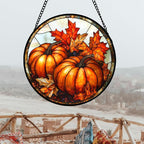 DASTOLL Stained Glass Window Hanging, Pumpkin Maple Leaf Suncatcher - Image 3