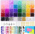 Funtopia 8mm Glass Beads for Bracelets, Crystal Beads for Jewelry Making | by Funtopia