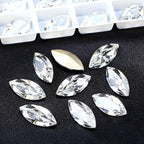 48Pcs Point Back Glass Rhinestones, 15 * 7MM Navette Shape Faceted Rhinestones by Unknown