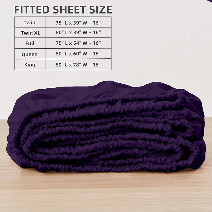 HBHLFZ Queen Fitted Sheet Only, Soft Breathable Bottom Sheet - Image 2