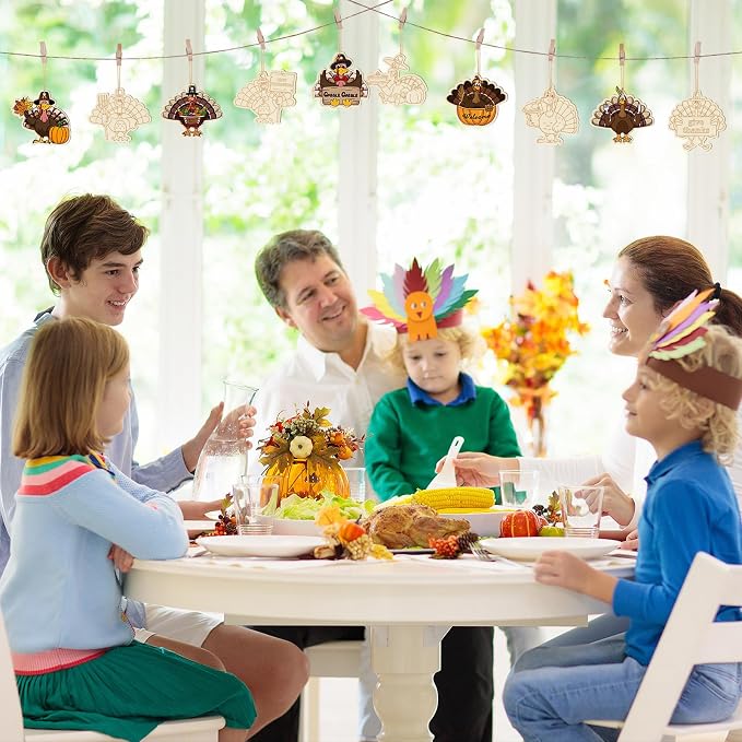 36PCS Wooden Thanksgiving Decoration Turkey Ornaments to Paint Thanksgiving - Image 7