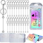 Sasylvia 60 Pcs Beadable Keychain Bars Bulk Making Kit 20 Beaded Keychain 20 by Sasylvia