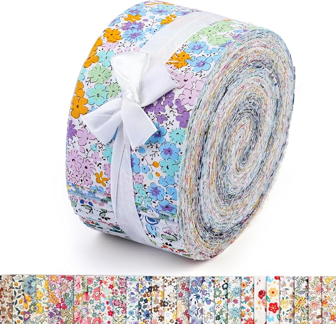 45PCS Fabric Jelly Rolls, Jelly Roll Fabric Strips by Ftyiwu