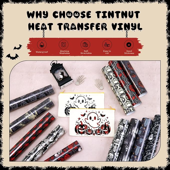 Tintnut Gothic Halloween Heat Transfer Vinyl, easy cut & weed, stretch washable - Image 3