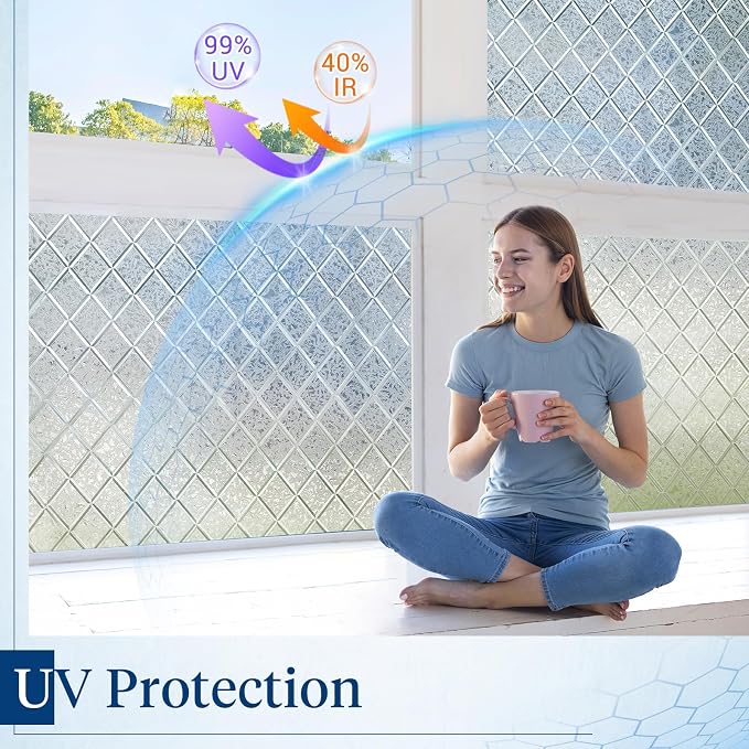 Haton Window Privacy Film Decorative Frosted Glass Window Film, Sun Blocking - Image 7