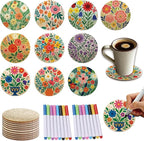 26PCS Wood Coasters Craft Kit 10 Paint You Own Coaster by TWINKLEMON