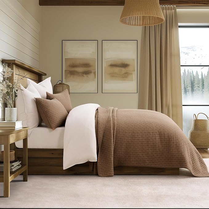 EVERGRACE Cross Stitch Pre-Washed Cotton Quilt Bedding Set Queen Size, - Image 5