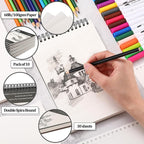 Jexine 10 Pcs 5.5'' x 8.5'' Top Spiral Bound Sketch Book 30 Sheet Each - Image 4