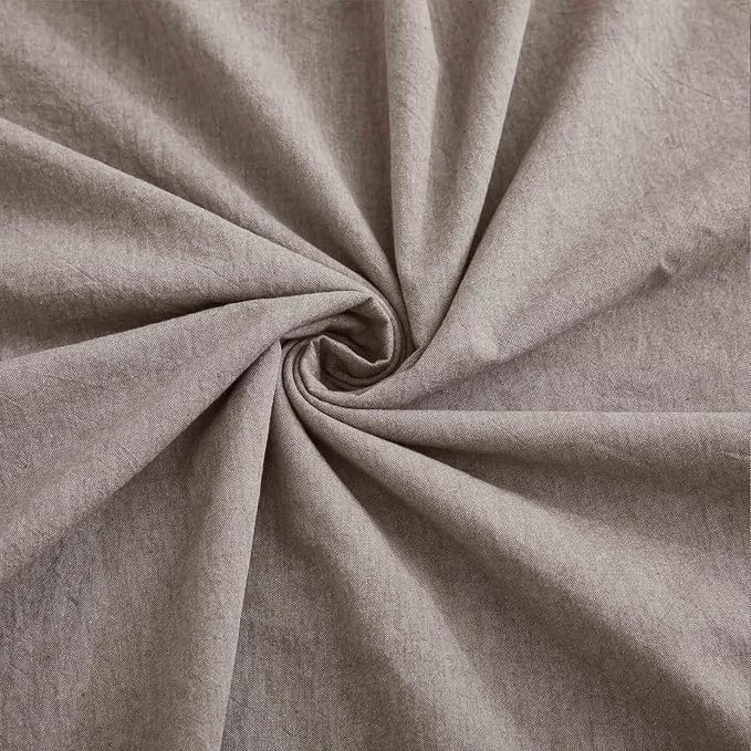 100% Cotton Duvet Cover Full Size, Mauve Brown Linen-Like Natural Bedding Set - Image 6