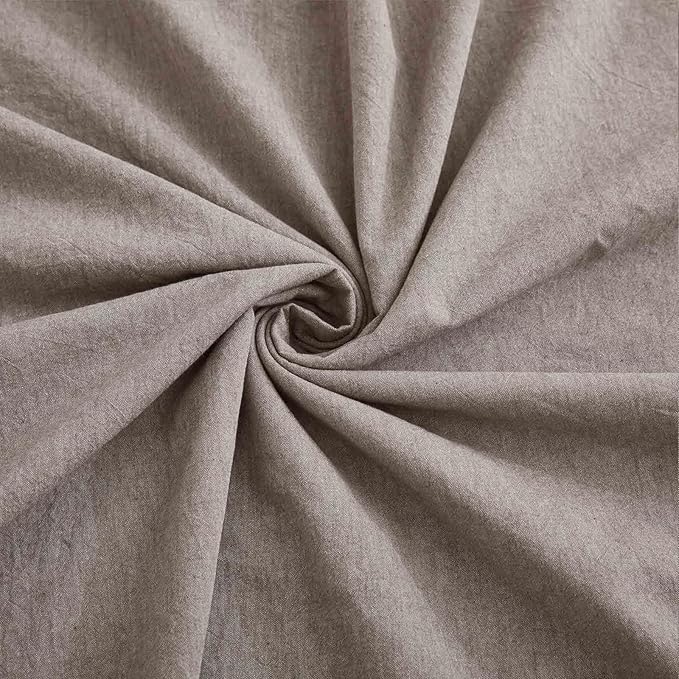 LOVQUE 100% Cotton Duvet Cover Set Twin Size, Mauve Brown Linen-Like Natural - Image 6