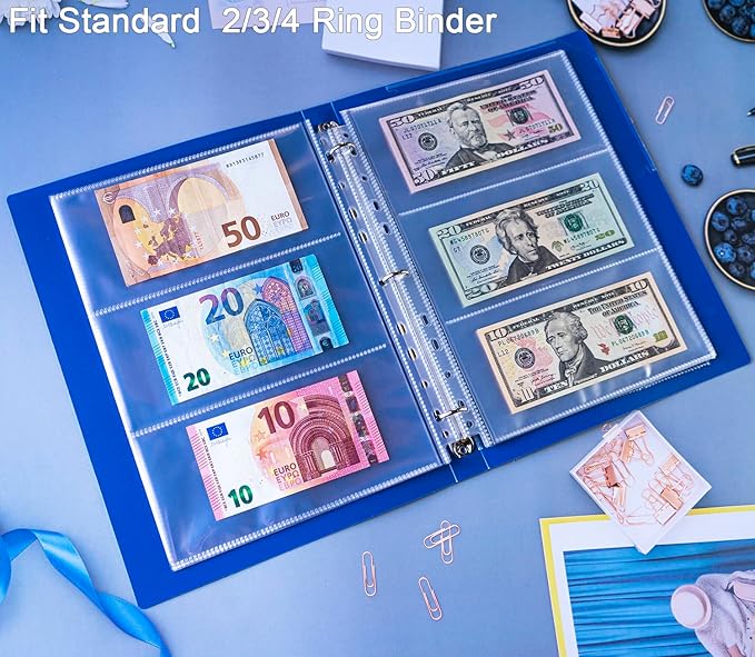 30 Pack 180 Pockets 11 Hole Currency Collection Sleeves, Cash Collecting Album - Image 2