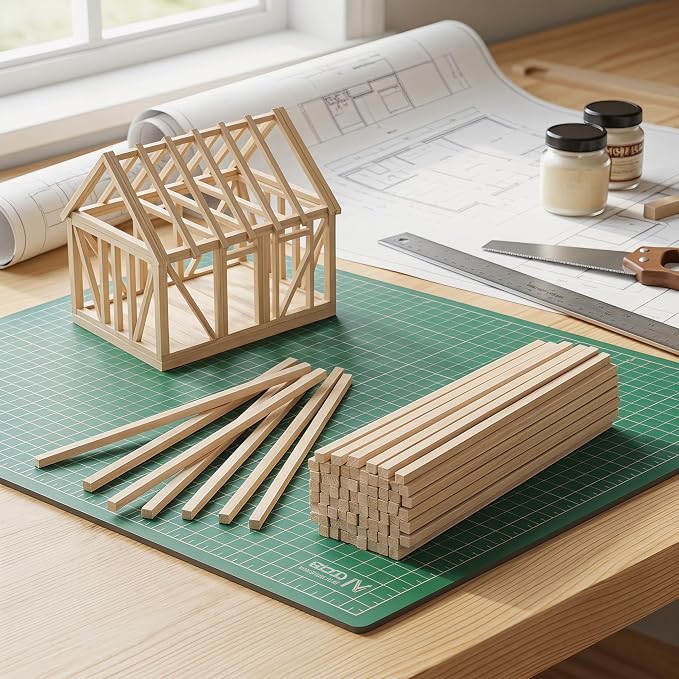 Balsa Wood Strips 80 Pcs, 1/4 x 1/4 x 12 Inch, Unfinished Soft Wood Sticks - Image 6