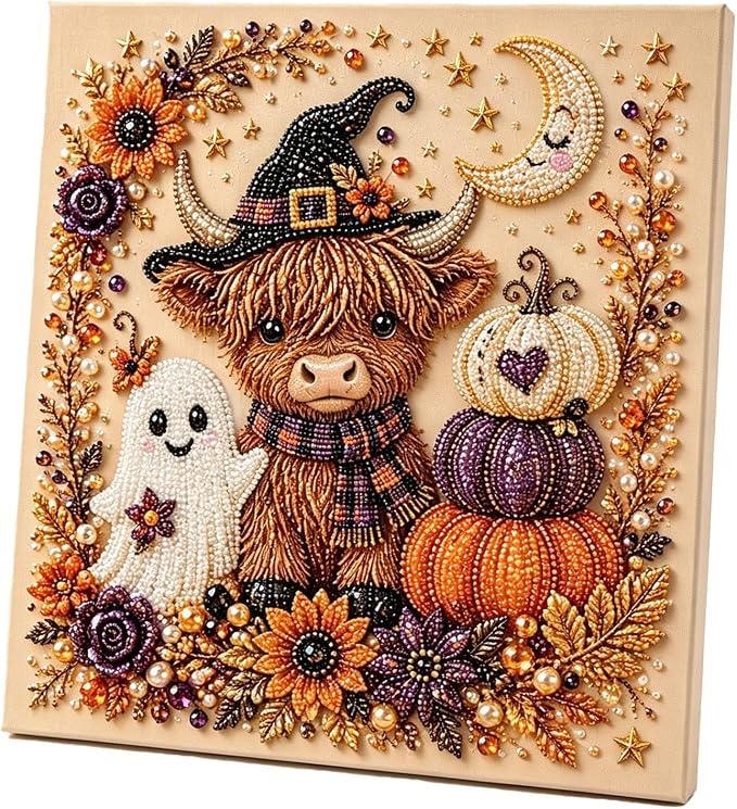 POETRYDRAW Halloween Decor Highland Cow Pearl Art Kit by POETRYDRAW