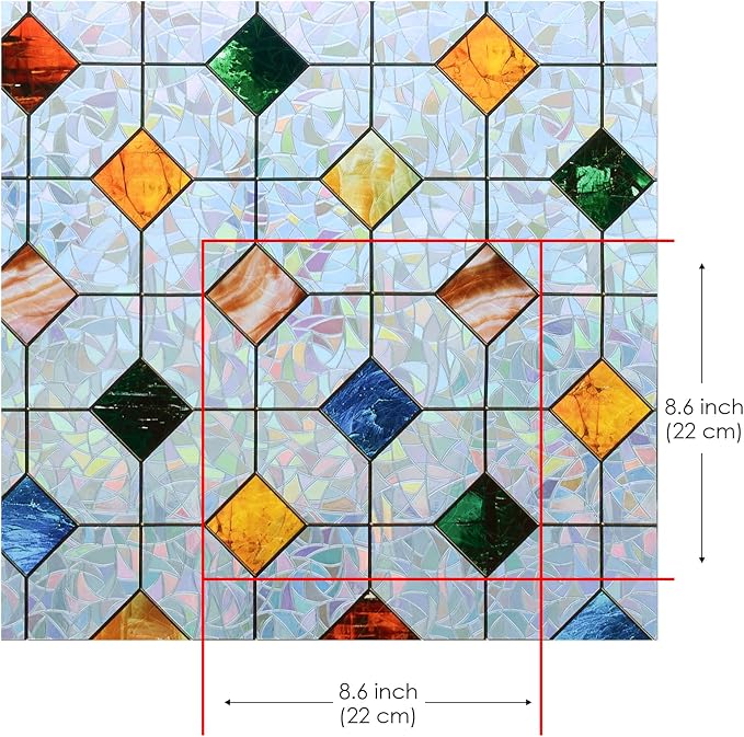DKTIE Colorful Gem Lattice Pattern Decorative Window Privacy Film Rainbow - Image 9