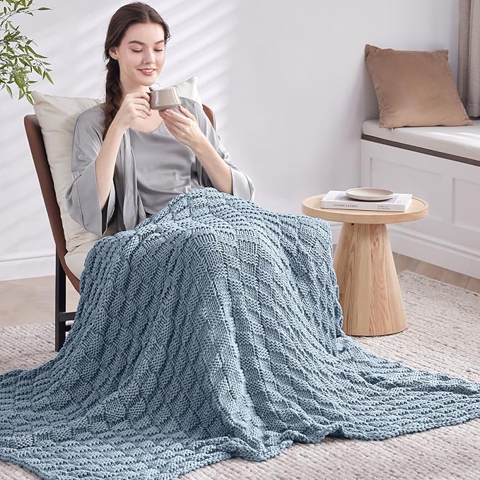 Knitted Weighted Blanket for Adult, No Beads Heavy Blanket 60” x 80'' 10lbs - Image 7