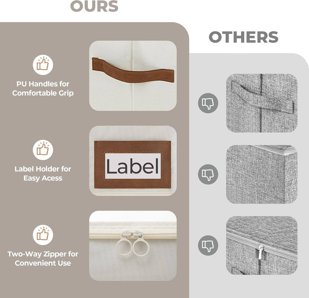 StorageWorks Under Bed Storage with Wheels, 10'' Underbed Storage Containers with Lid, 90L Clothes Organizer for Blankets, Sweaters, Bedding, 2-Pack, Beige