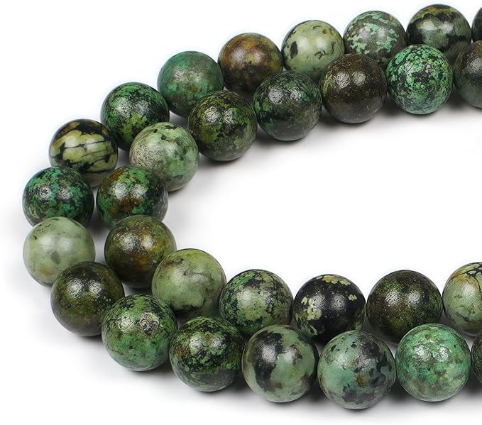 MJDCB Natural African Turquoise Beads Round Loose Stone Beads by MJDCB