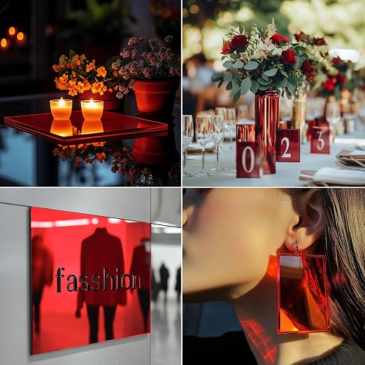 12x12 Inches Red Mirror Acrylic Sheet – 2 Pcs Reflective Acrylic Panel - Image 3