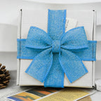 Light Blue Burlap Ribbon 1-1/2 inch X 10 Yard Blue Wired Ribbon | Natural Linen - Image 5