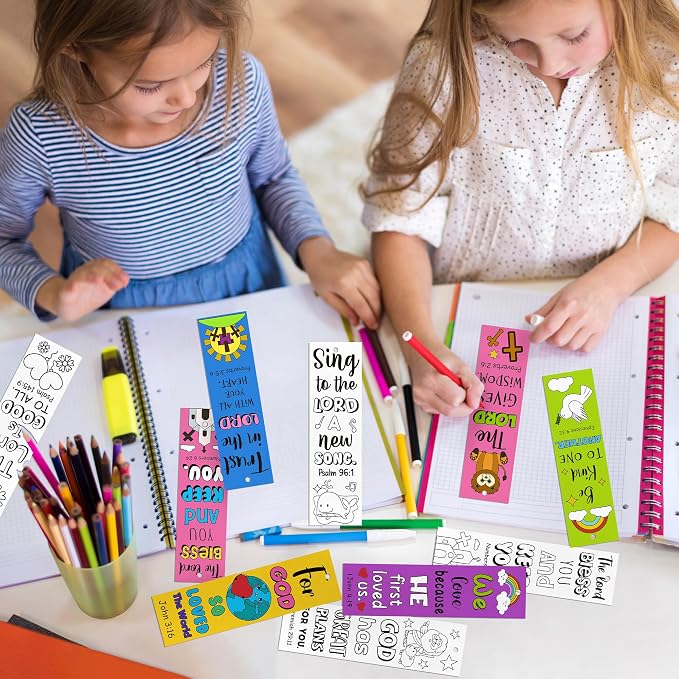 120Pcs Bible Color Your Own Bookmarks Religious DIY Crafts | Christian Coloring - Image 5