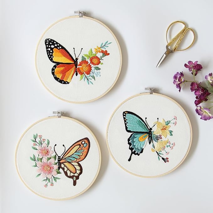 Bonroy 4 Sets Embroidery Kit for Beginners, Embroidery Art Craft Handy Sewing - Image 4